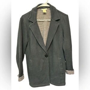 Matty M Womens Black Shawl Neck Casual Knit Roll Sleeve Open Front Blazer